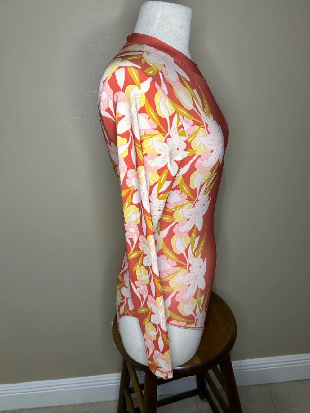 Hurley Coral Floral Long-Sleeve One-Piece Swimsuit